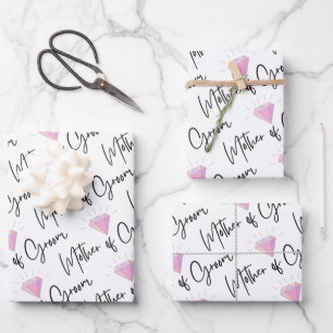 Mutter des Bräutigams - Set aus 3 flachen Geschenk Geschenkpapier Set