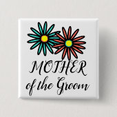 Mutter des Bräutigams Türkis Korallen Blumen Button (Vorderseite)