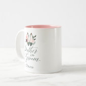 Mutter des Bräutigams | Wasserfarbene Blumenstrauß Zweifarbige Tasse (Vorderseite Links)