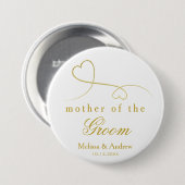 Mutter des Bräutigams | Zwei goldene Herzen Hochze Button (Vorne & Hinten)