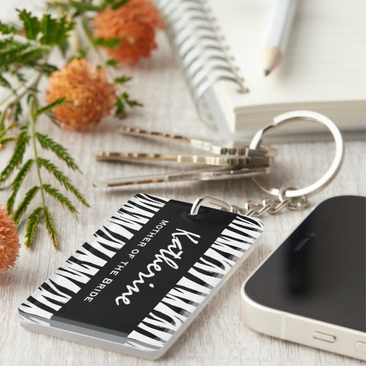 Mutter des Brautschwarzweiss-Zebra-Geschenks Schlüsselanhänger (Vorderseite rechts)