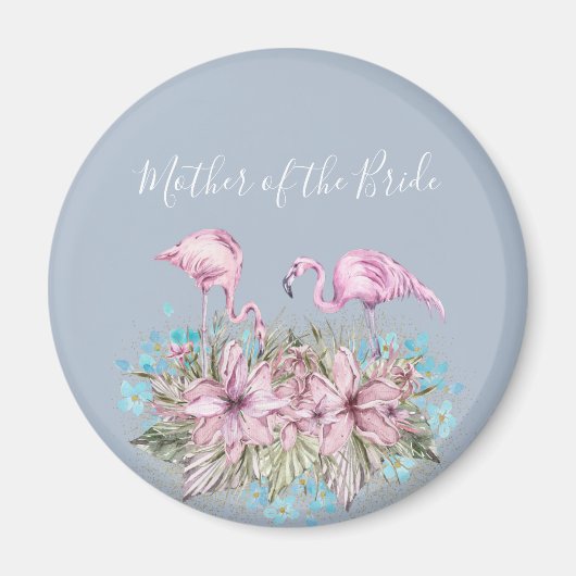 MUTTER DES BRIDE Blushing Flamingo Tropical Weddin Magnet (Vorne)