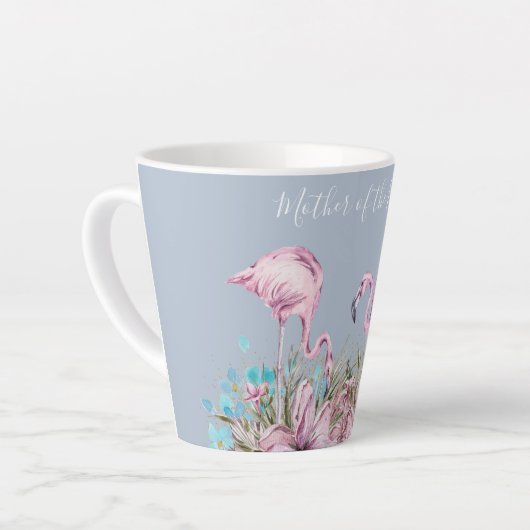 MUTTER DES BRIDE Blushing Flamingo Tropical Weddin Milchtasse (Linke Ecke)
