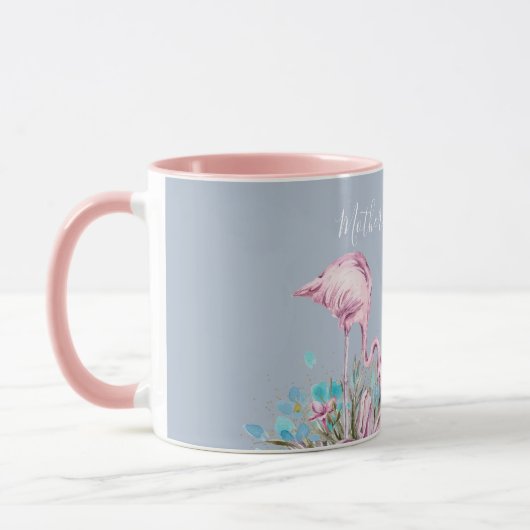 MUTTER DES BRIDE Blushing Flamingo Tropical Weddin Tasse (Links)