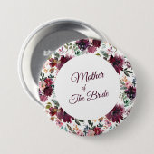 Mutter des Bride Burgundy Garden Blumenmuster Button (Vorne & Hinten)