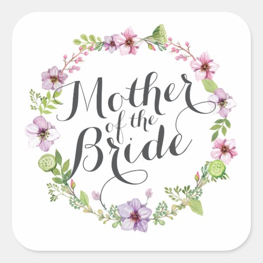 Mutter des Bride Elegant Wreath Sticker Siegel (Vorderseite)