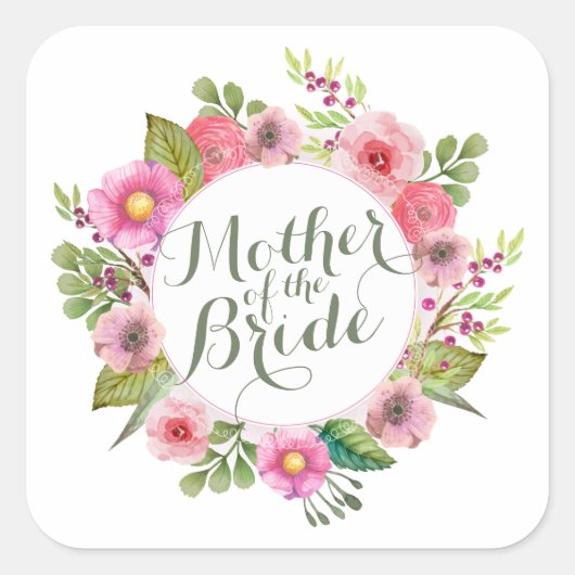 Mutter des Bride Elegant Wreath Sticker Siegel (Vorderseite)