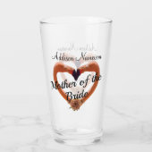 Mutter des Bride Flamingo Wedding Heart Glas (Rückseite)