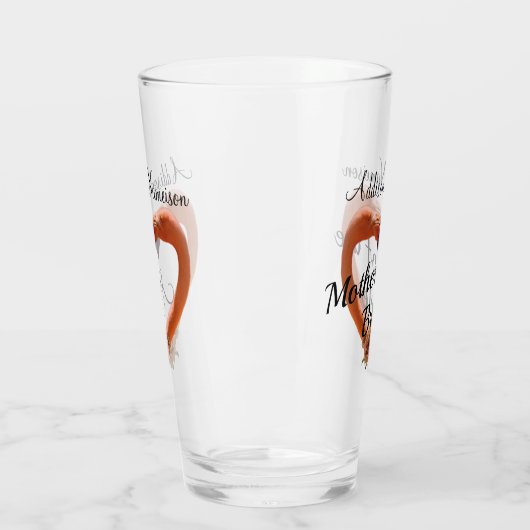 Mutter des Bride Flamingo Wedding Heart Glas (Links)
