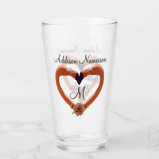 Mutter des Bride Flamingo Wedding Heart Glas (Vorderseite)