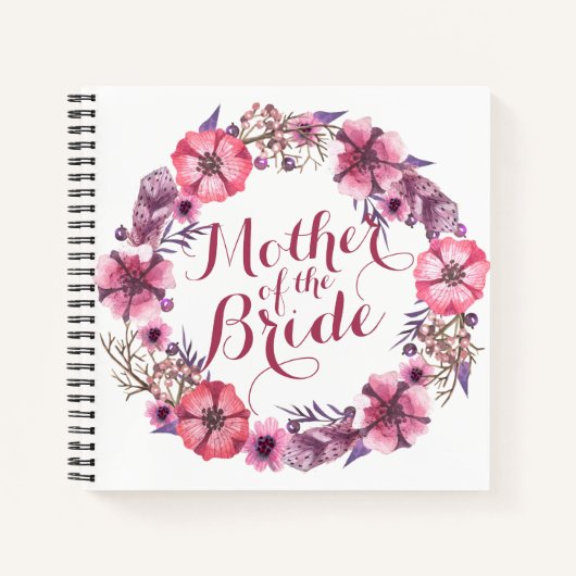 Mutter des Bride Pink Floral Wedding Gästebuches Notizblock (Vorderseite)