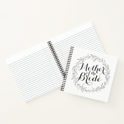 Mutter des Bride Simple Floral Wedding Notebook Notizbuch (Innenseite)