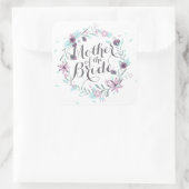 Mutter des Bride Watercolor-Hochzeitsticker Quadratischer Aufkleber (Tasche)