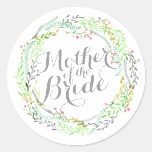 Mutter des Bride Watercolor-Hochzeitsticker Runder Aufkleber
