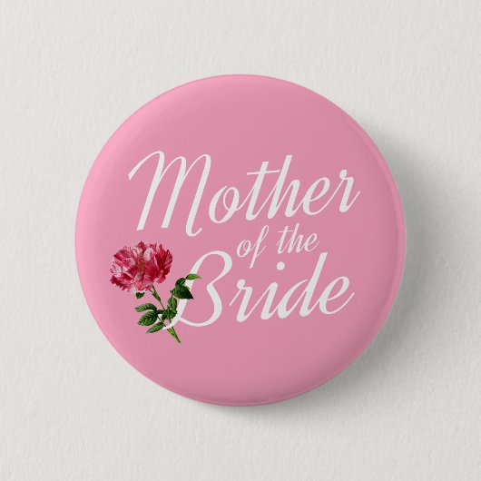 Mutter des Bride Wedding Calligraphy Button Button (Vorderseite)