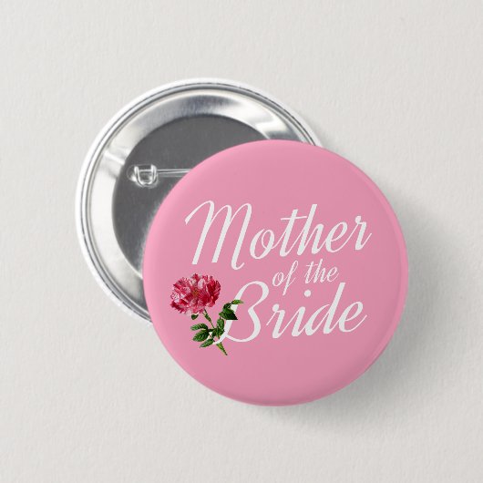 Mutter des Bride Wedding Calligraphy Button Button (Vorne & Hinten)