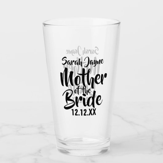 Mutter des Bridenamens Glass Wedding Elterngeschen Glas (Vorderseite)