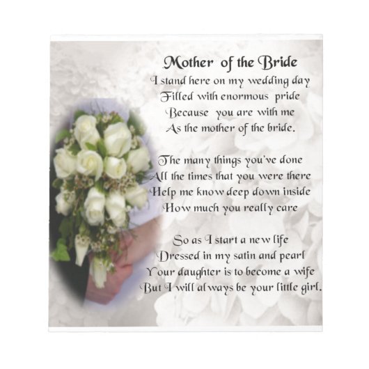 Mutter des britischen Gedichts - Wedding Bouquet 2 Notizblock (Vorderseite)