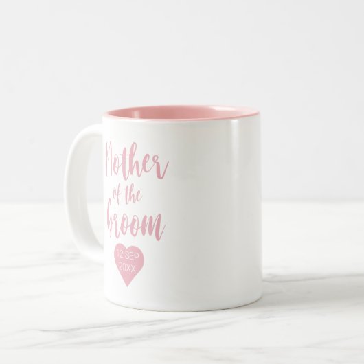 Mutter des eleganten rosa Groom-Skripts Zweifarbige Tasse (Vorderseite Links)