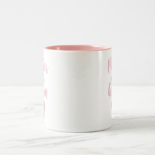 Mutter des eleganten rosa Groom-Skripts Zweifarbige Tasse (Mittel)