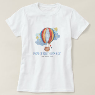 Mutter des Geburtstagsjungen Blau Rotes Heißluftba T-Shirt