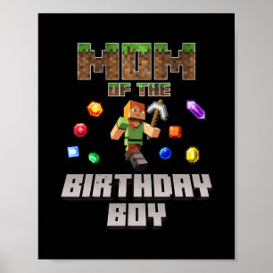 Mutter des Geburtstagsjungen Videospieler Pixelzah Poster