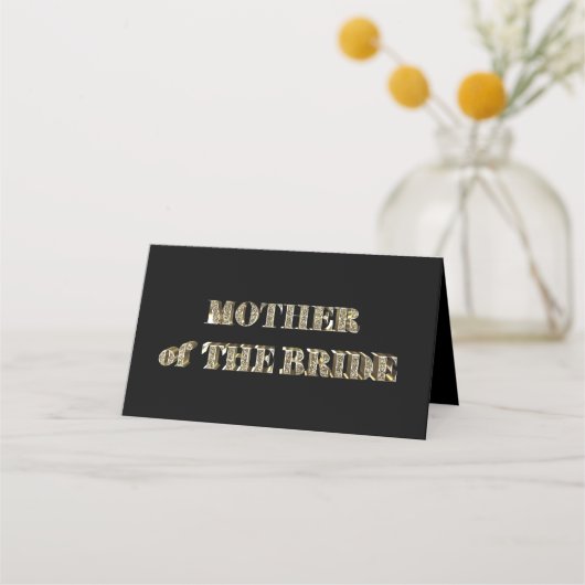 Mutter des Goldenen Glitzer Typografie Chic Platzkarte (Vorderseite)