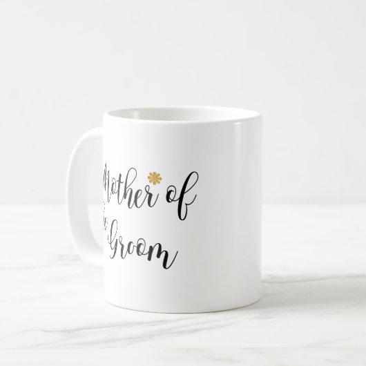 Mutter des Groom Black Text Kaffeetasse (Vorderseite Links)