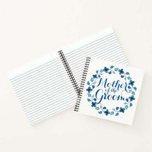Mutter des Groom Blue Floral Wedding Notebook Notizbuch (Innenseite)