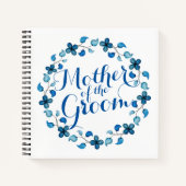 Mutter des Groom Blue Floral Wedding Notebook Notizbuch (Vorderseite)