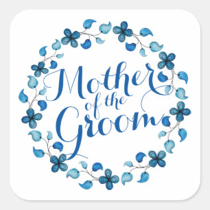 Mutter des Groom Blue Floral Wedding Sticker