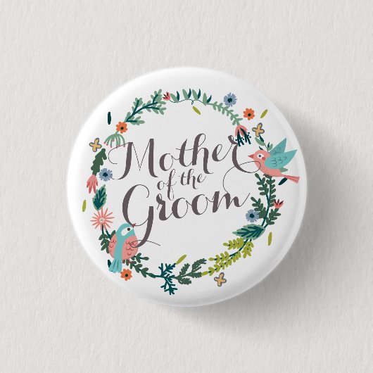 Mutter des Groom-Blumenkranzes Hochzeitsschaltfläc Button (Vorderseite)