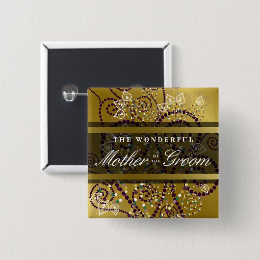 MUTTER DES GROOM Boho Spirals Wedding Button (Vorne & Hinten)