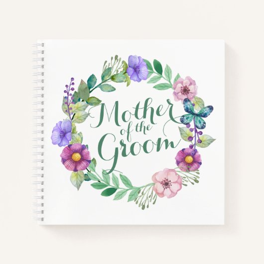 Mutter des Groom Elegant Floral Wedding Noteboo Notizbuch (Vorderseite)