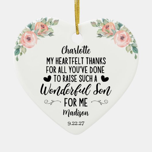 Mutter des Groom Geschenks mit A Dankeschön Nachri Keramik Ornament (Vorne)