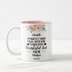 Mutter des Groom Geschenks mit A Dankeschön Nachri Zweifarbige Tasse