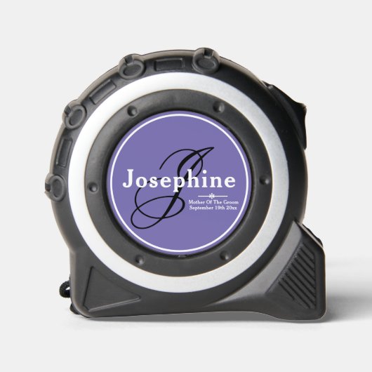 Mutter des Groom-Geschenks Moderne Monogramm-Skrip Maßband (Vorderseite)