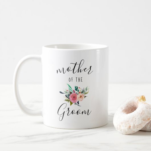 Mutter des Groom Hochzeitsgeschenks Boho Blumenchi Kaffeetasse (Mit Donut)