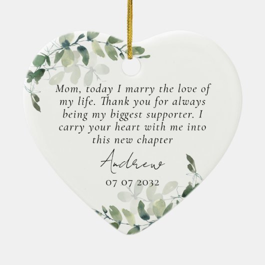 Mutter des Groom Keepake Keramik Ornament (Hinten)