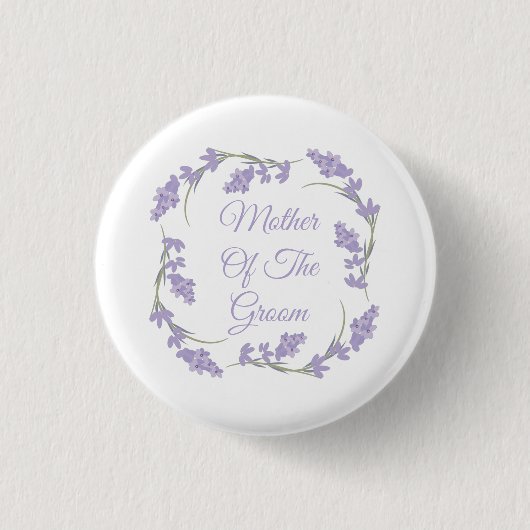 Mutter des Groom Lavender Floral Kranz Button (Vorderseite)
