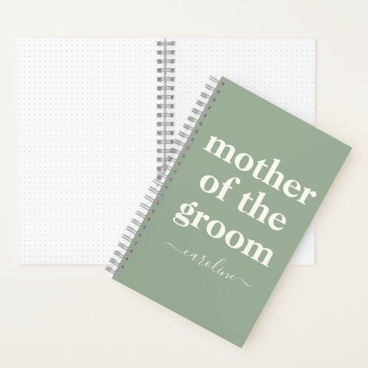 Mutter des Groom Minimal Moderne Name | Sage Green Notizblock (Innen)