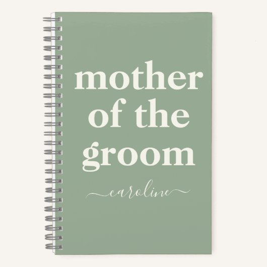 Mutter des Groom Minimal Moderne Name | Sage Green Notizblock (Vorderseite)