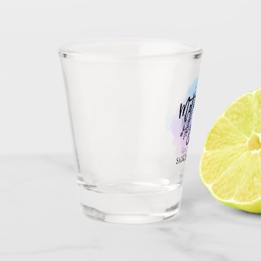 Mutter des Groom-Skripts/Lilac-Wasserfarbe/Name Schnapsglas (Links)