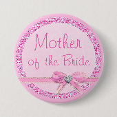 Mutter des Imitats "Bride Pink Bow" Glitzer Button (Vorderseite)