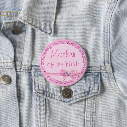Mutter des Imitats "Bride Pink Bow" Glitzer Button (Beispiel)
