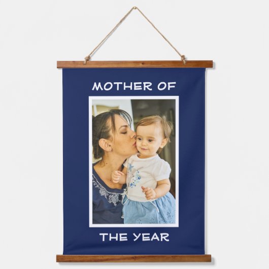 Mutter des Jahres Personalisierte Mama des benutze Wandteppich Mit Holzrahmen (Vorderseite)