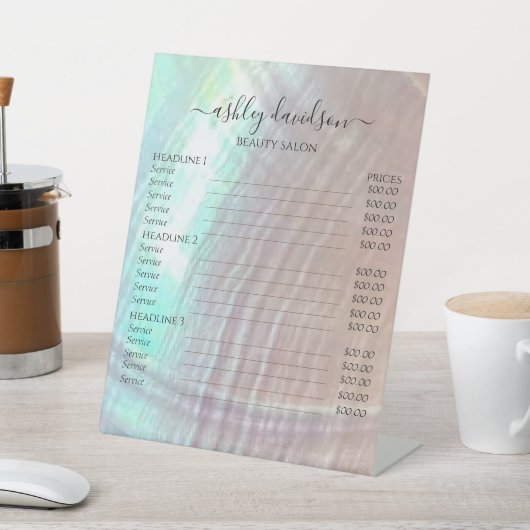 Mutter des Peelinsymbols Seashell Pricing Pedestal Sockelschild (In SItu)