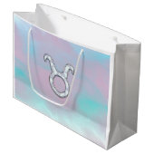 Mutter des Perlenstil Taurus Zodiac-Symbols Große Geschenktüte (Vorderseite Schrägansicht)