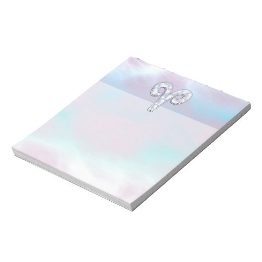 Mutter des Perlstils Aries Zodiac Symbol Notizblock (Rotiert)