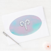 Mutter des Perlstils Aries Zodiac Symbol Ovaler Aufkleber (Umschlag)